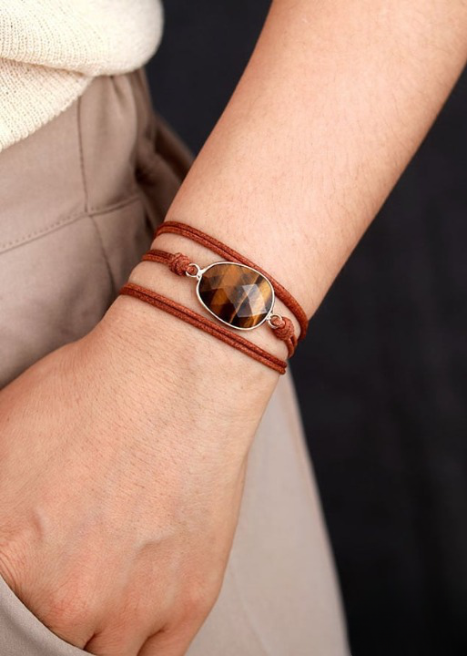 Rope Wrap Bracelet - Tiger Eye Punk