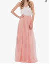 Boho Dress, White Top / Peach Bottom in Tulle