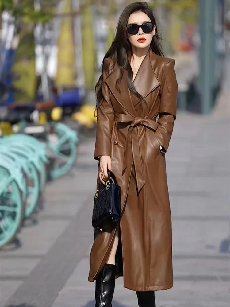 Boho Leather Coat With Belt