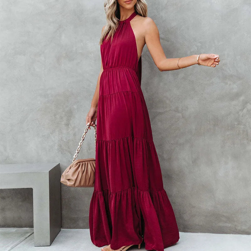 Boho Long Dress in Burgundy