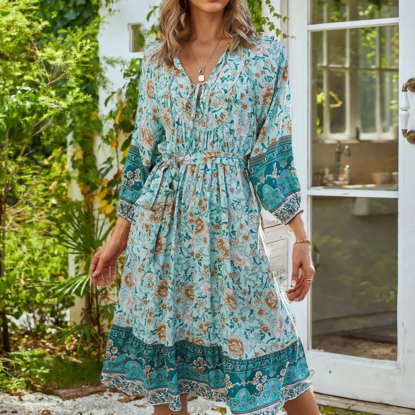 Flowered Boho Dress