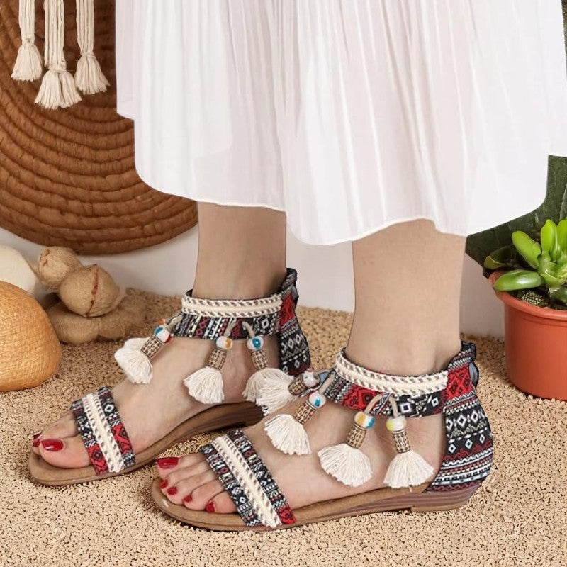 Boho Pompoms Sandals