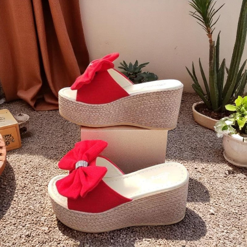 Boho Wedge Sandals with a Bow Tie