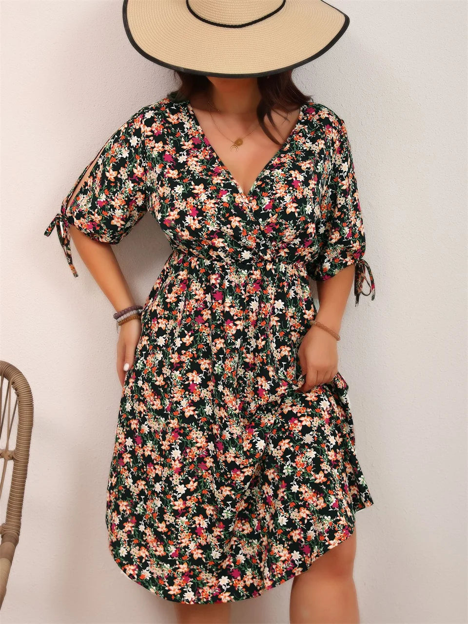 Mini Bohemian Dress with Floral Print