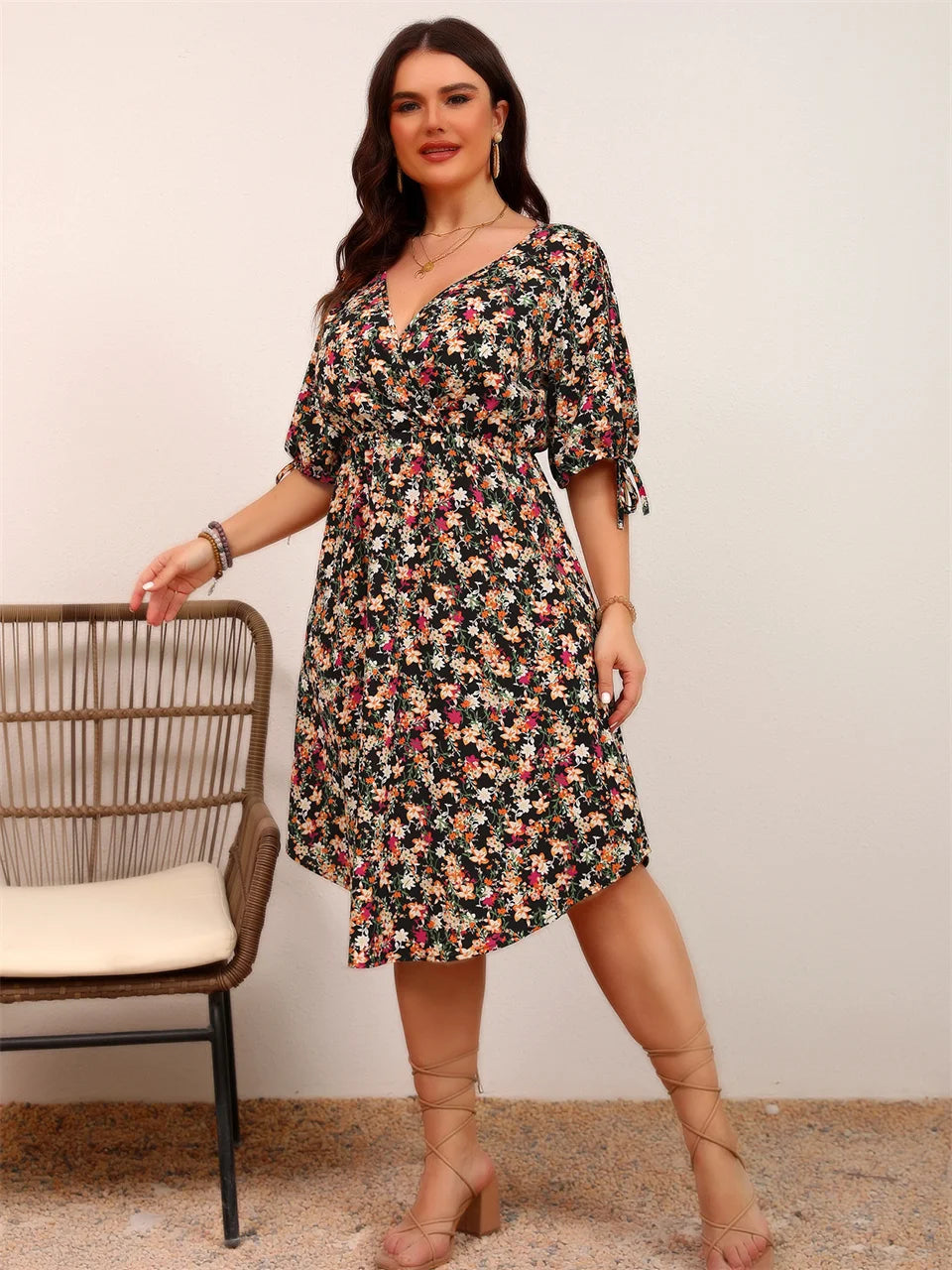 Mini Bohemian Dress with Floral Print