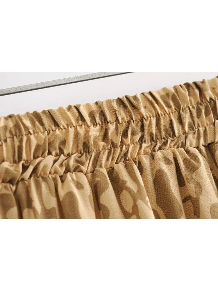 Boho flared Mini Skirt leopart pattern