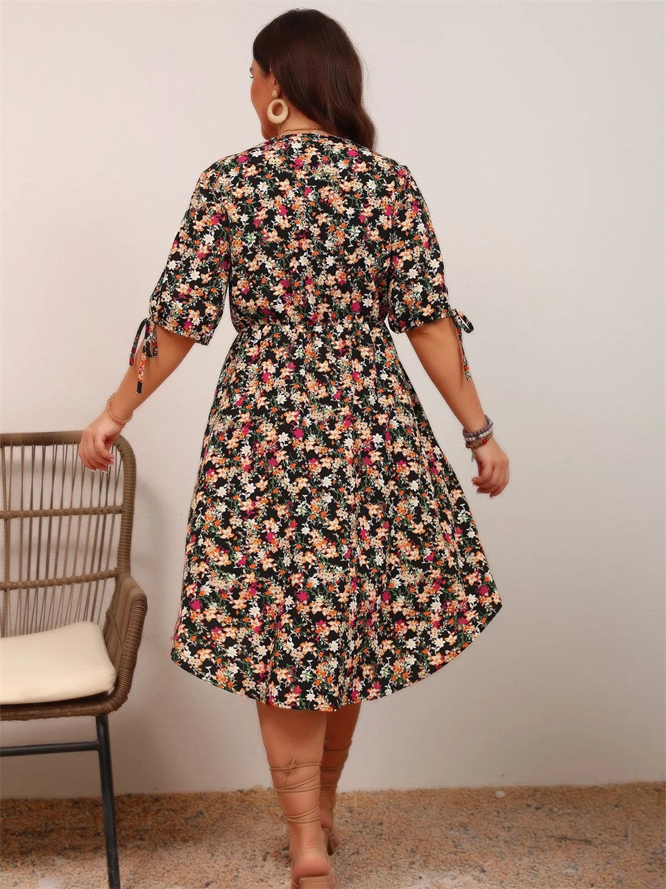 Mini Bohemian Dress with Floral Print