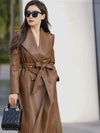 Boho Leather Coat With Belt