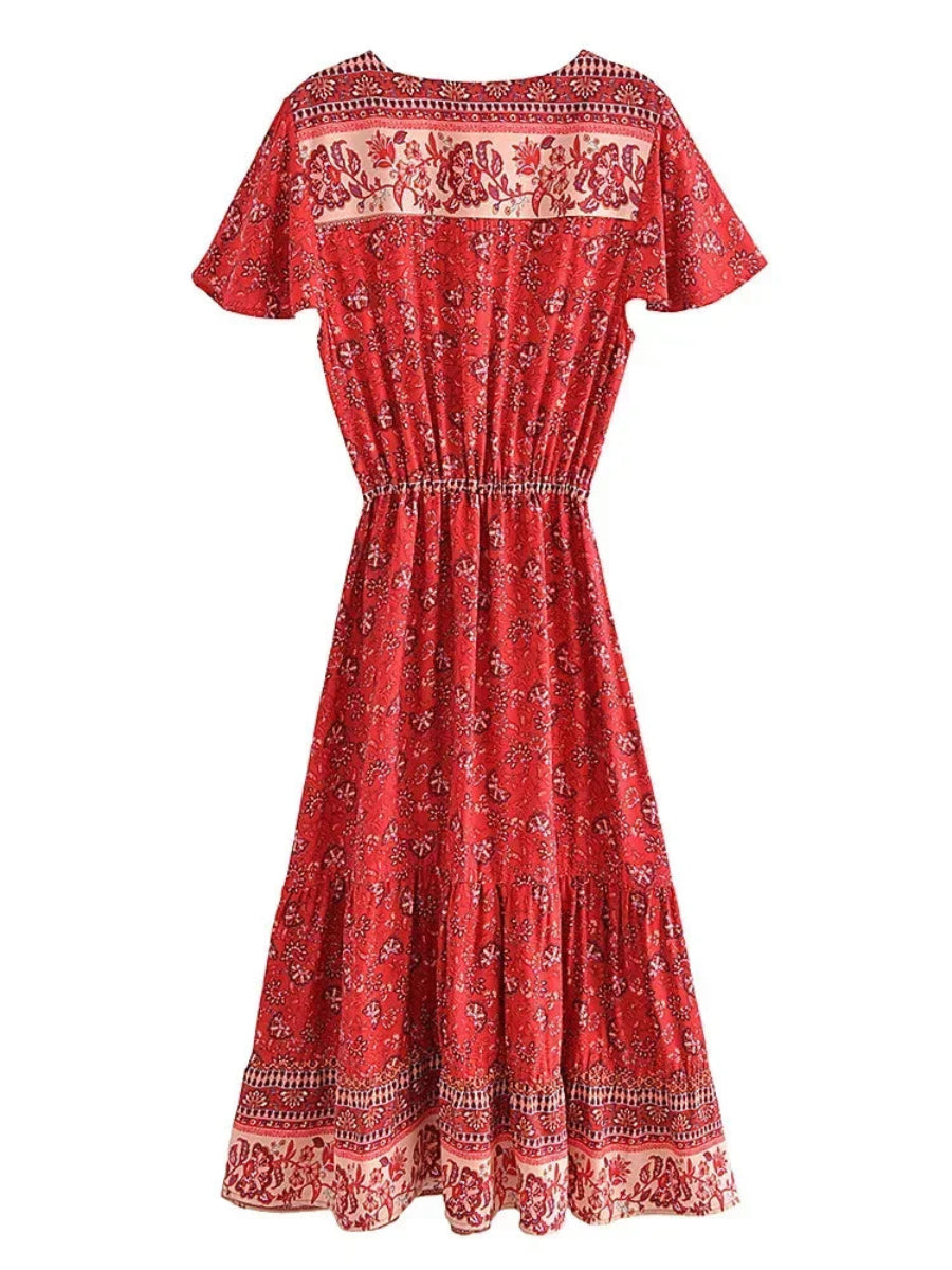 Red Maxi Dress Boho Style