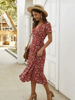 Short Sleeve Boho Maxi Dress