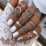 Silver Boho Rings Set
