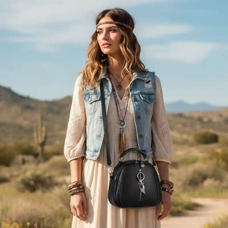 Small Boho Leather Crossbody Bag