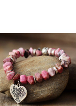 Stretchy Boho Bracelet - Natural Rhodonite