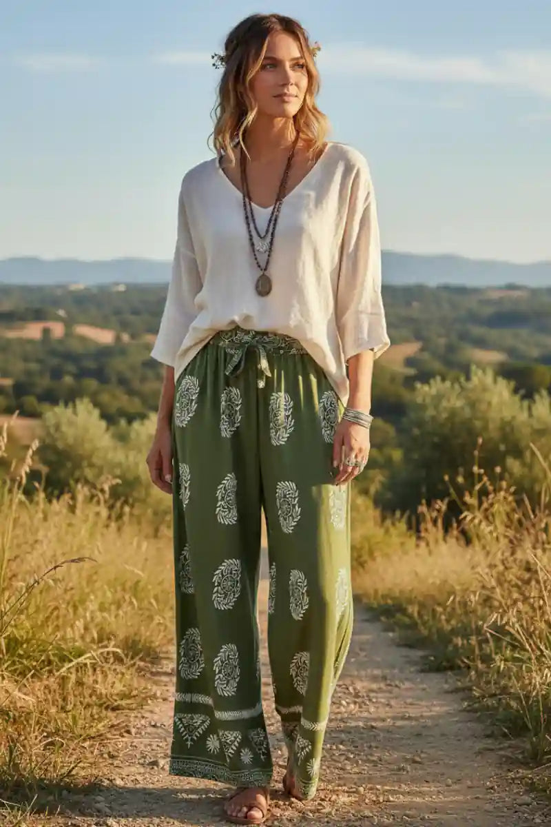 Summer Boho Wide Leg Pants