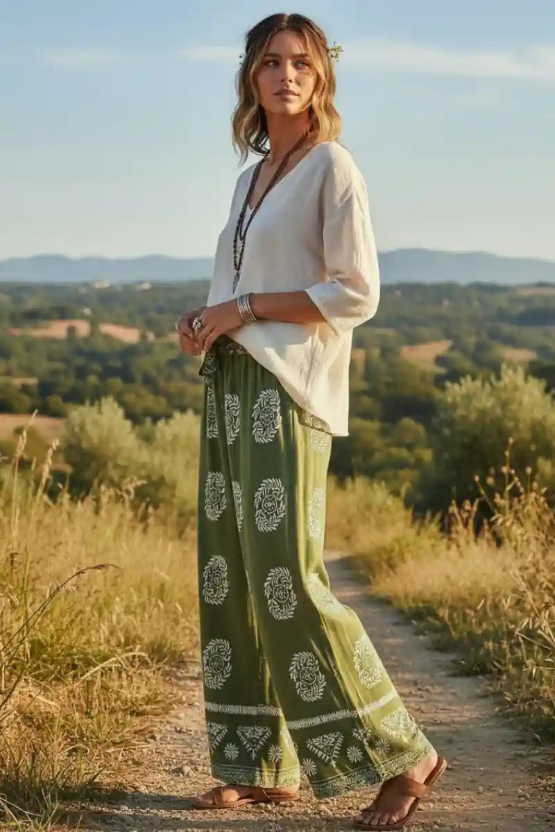 Summer Boho Wide Leg Pants
