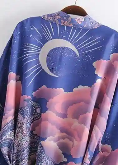 Trendy Purple Boho Kimono Original print