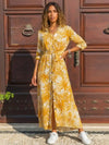 Tropical Boho Shirt Maxi Dress with Belt