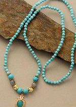 Turquoise Boho Beaded Necklace