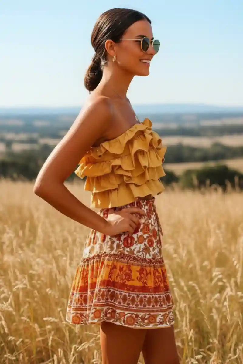 Vintage Bohemian Mini Skirt Camille