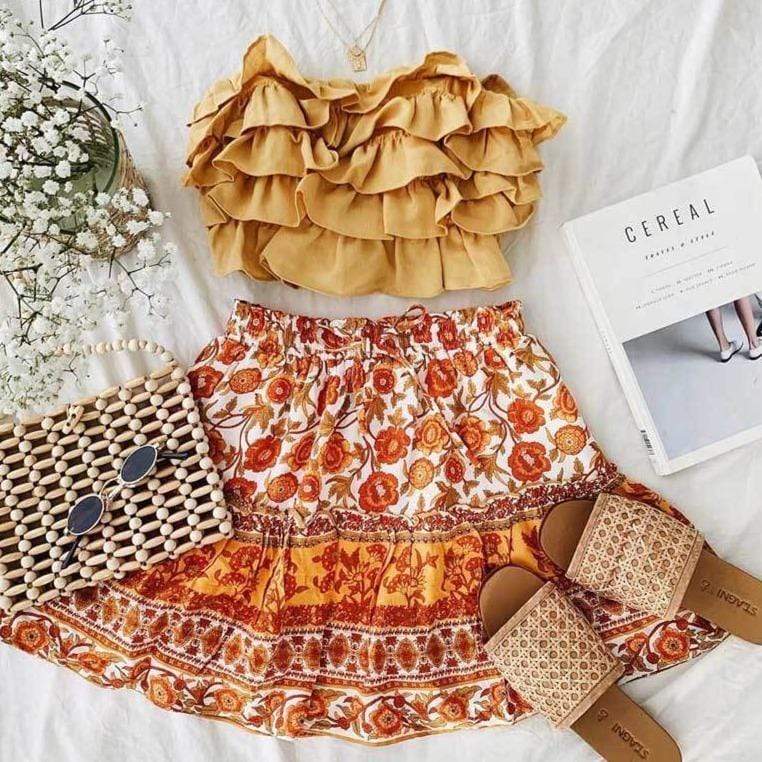 Vintage Bohemian Mini Skirt Camille