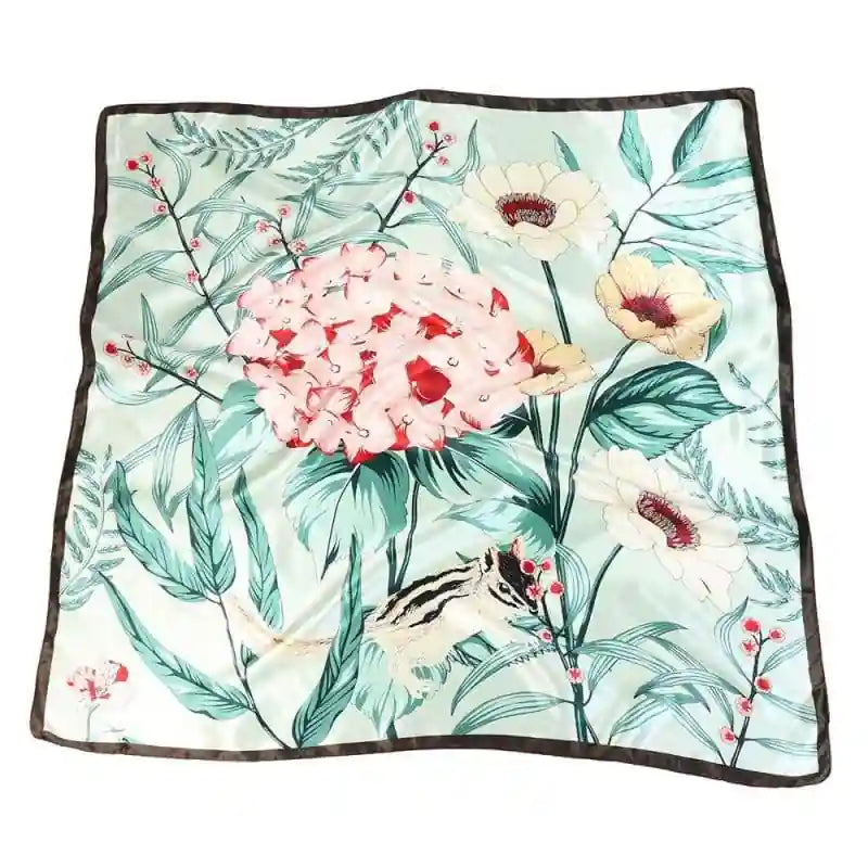 Vintage Boho Floral Scarf with light green base