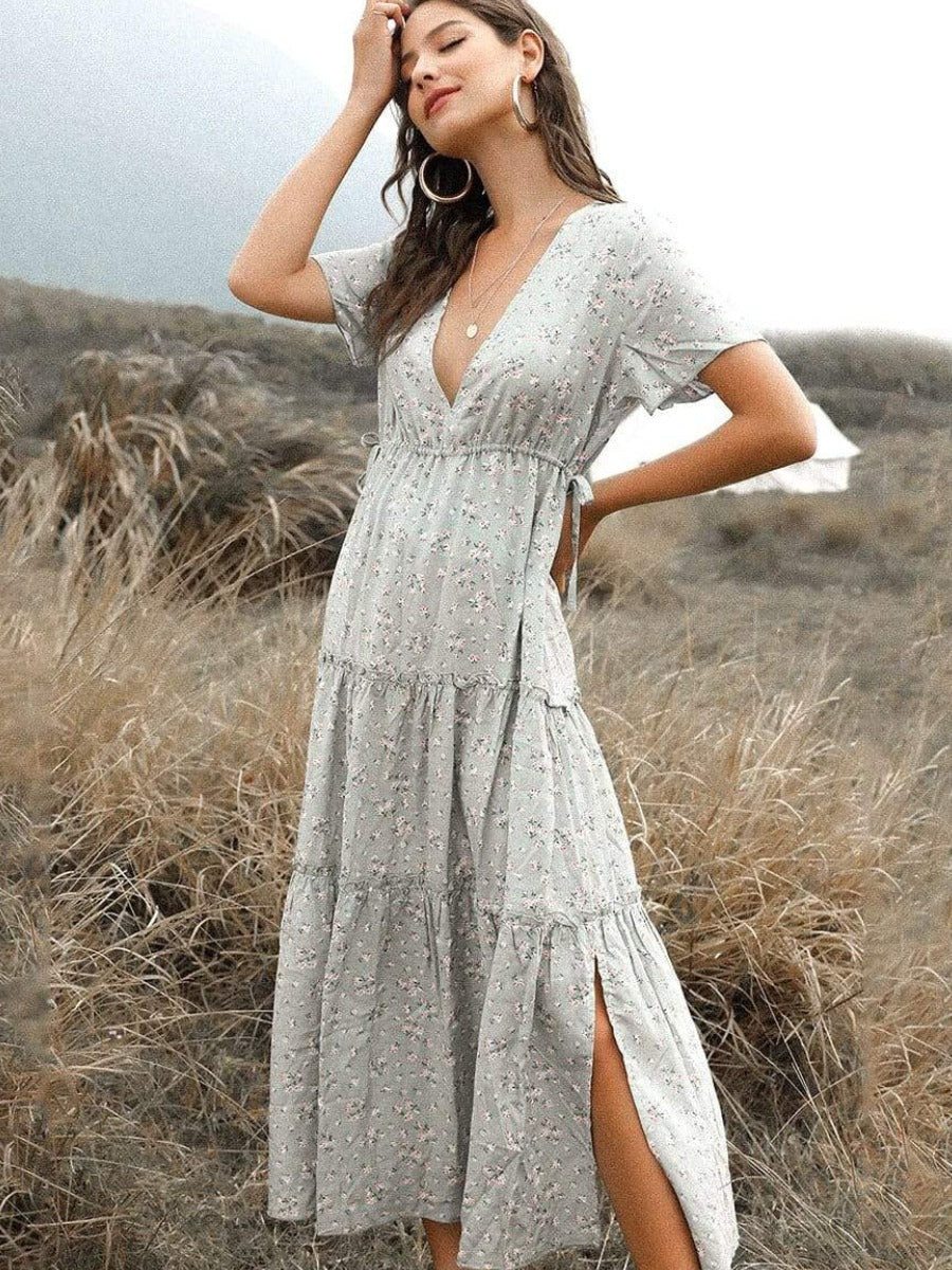 Vintage Green Boho Dress