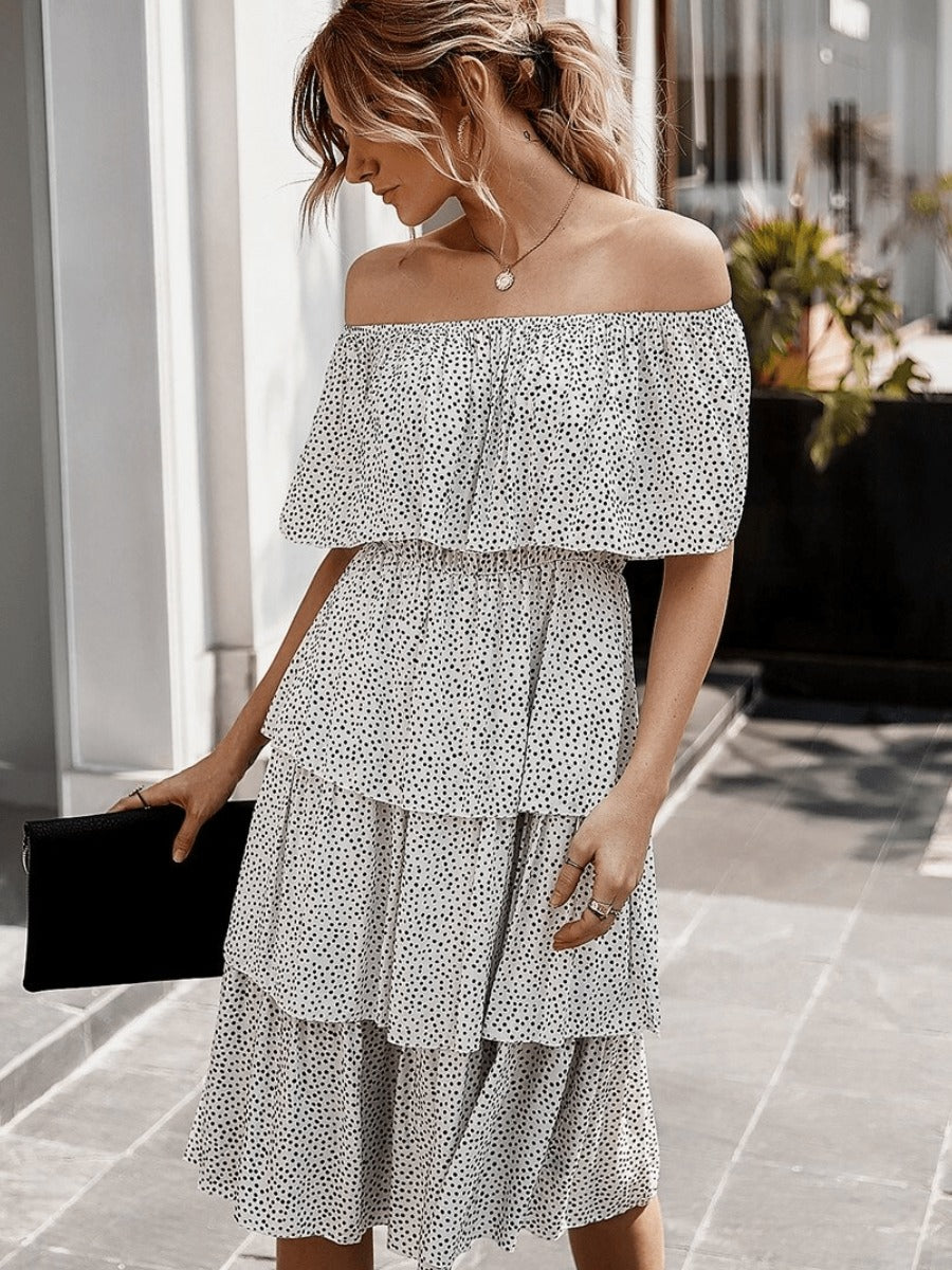 Vintage style white dress with Polka dots