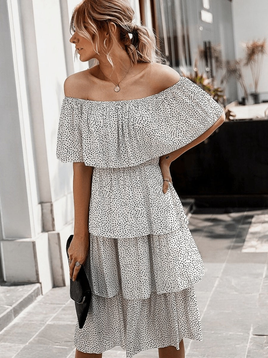 Vintage style white dress with Polka dots