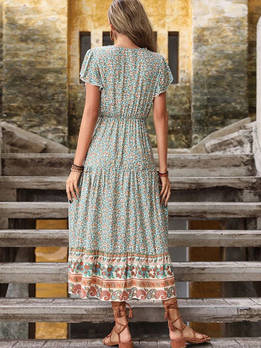 Green Boho Dress Maxi