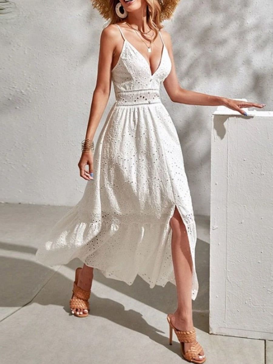 Boho White Dress Midi