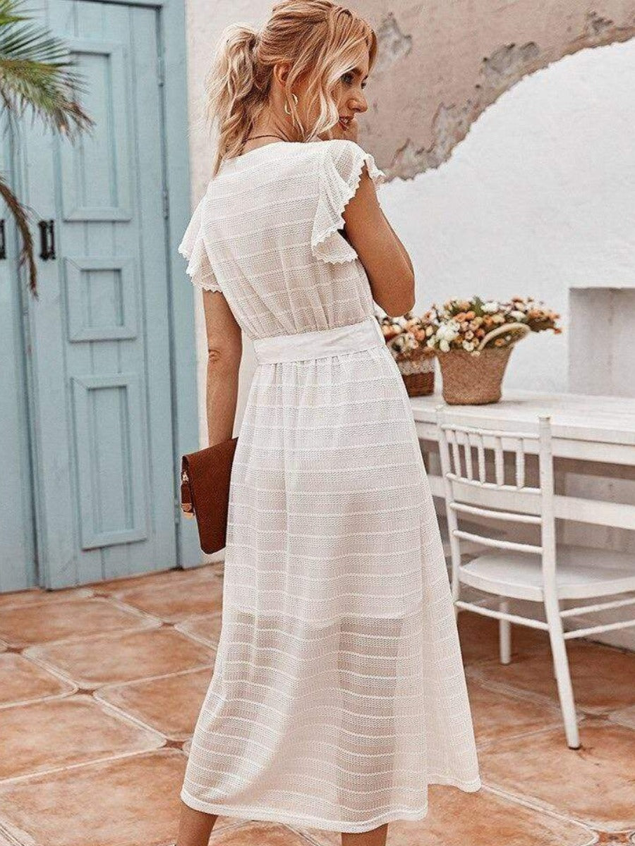 White Chic Bohemian Dress with transparency effects