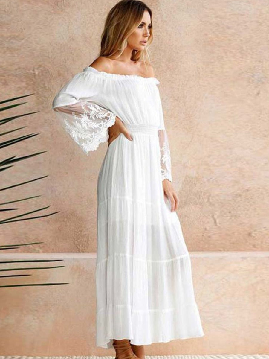 Bohemian Midi Dress in White