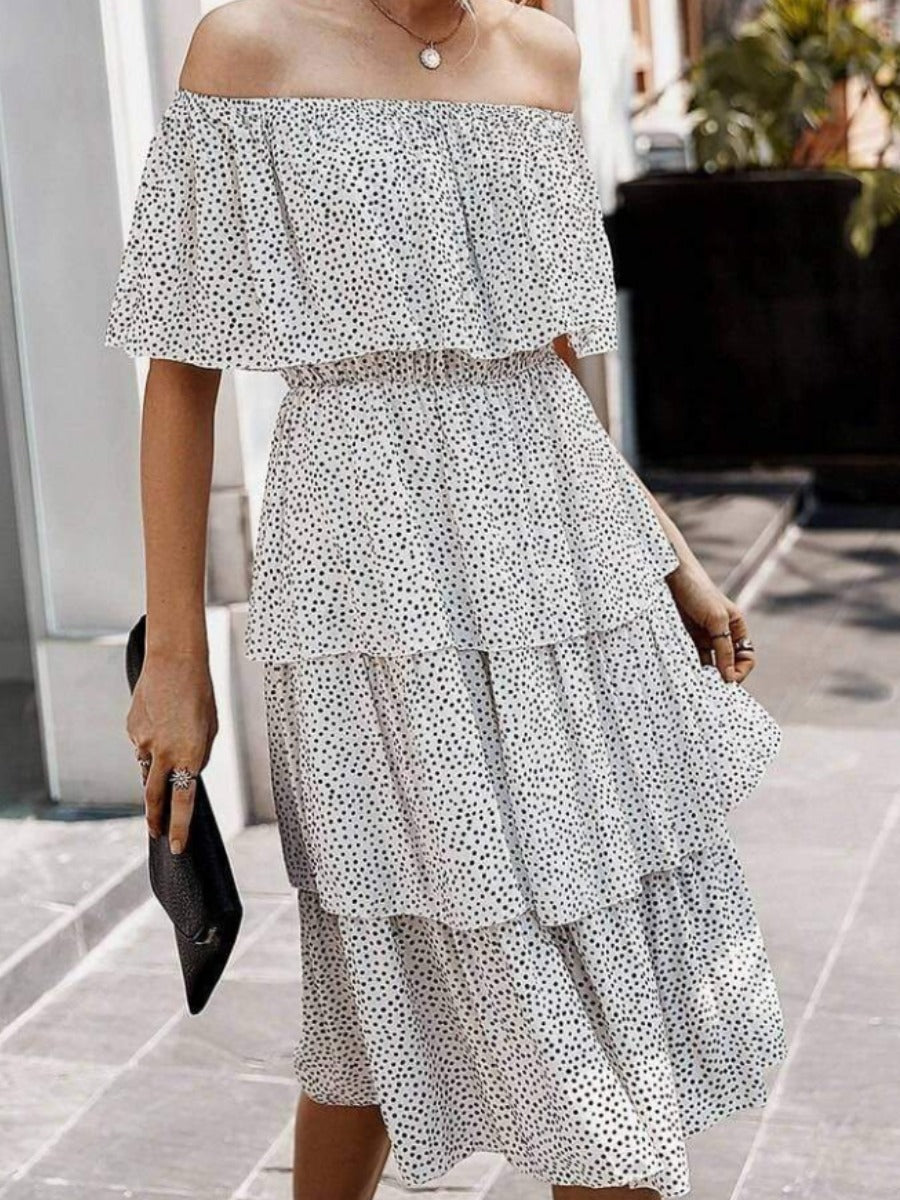 Vintage style white dress with Polka dots