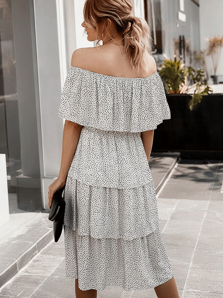 Vintage style white dress with Polka dots