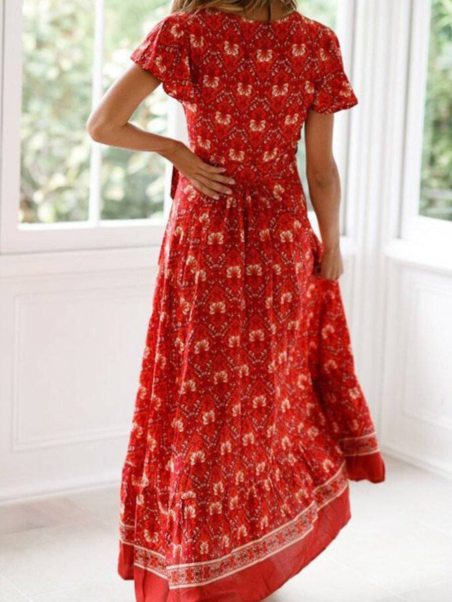 Maxi Boho Red Slit Dress