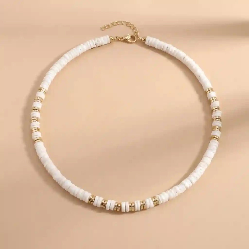 White Boho Bead Necklace