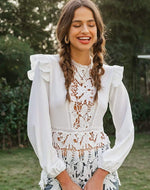 White Boho Blouse Long Sleeve
