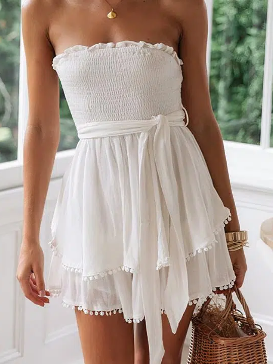 White Boho Mini Dress