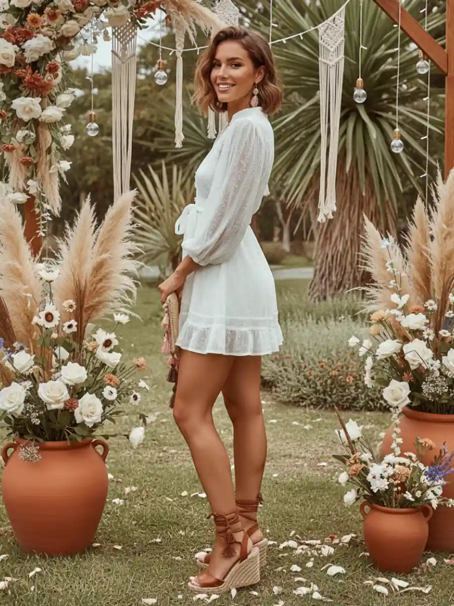 White Mini Bohemian Dress