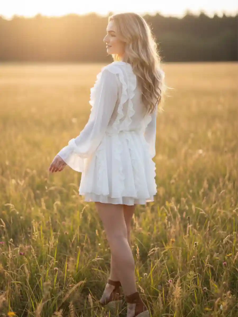 White Romantic Boho Dress