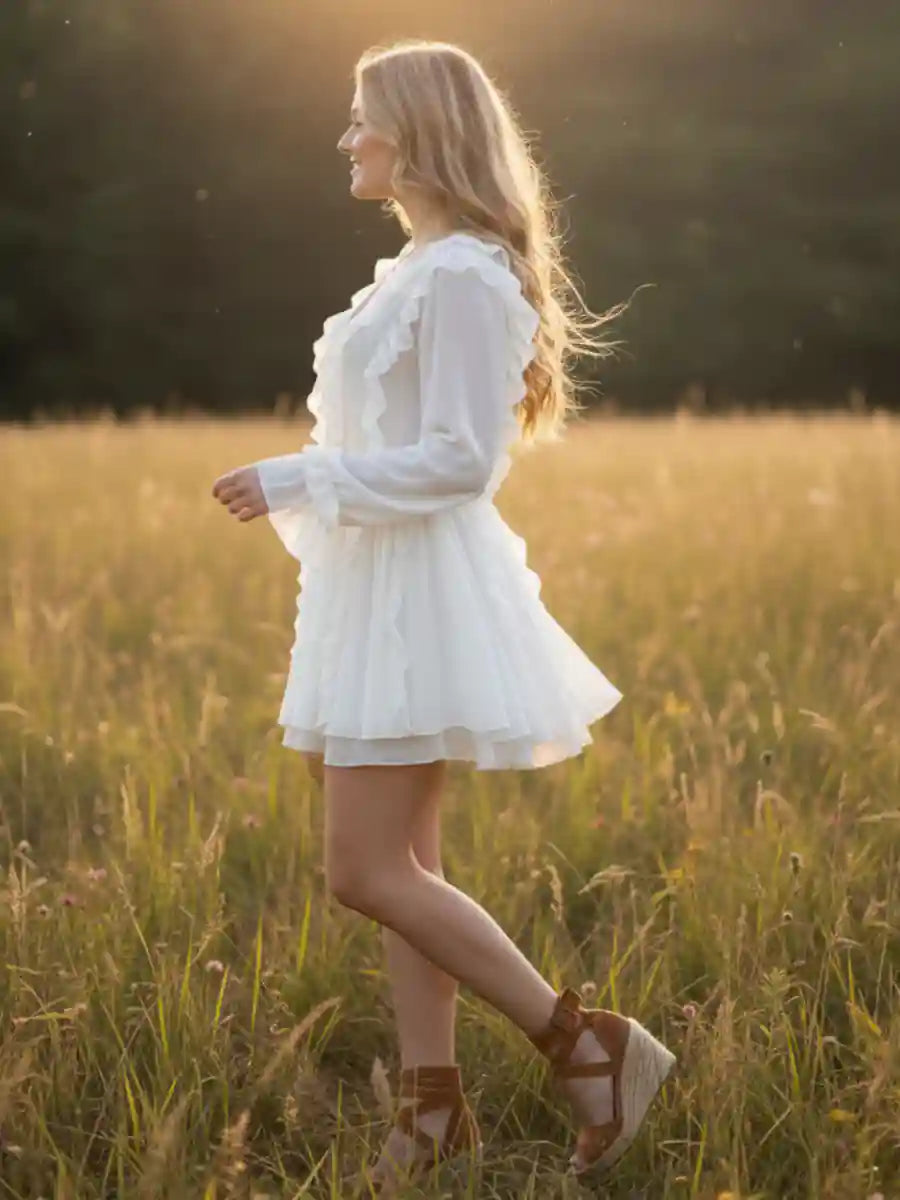 romantic boho dress fall boho wedding dress Romantic Lace Top Chiffon Backless Boho Wedding Dress A Line Bridal Dr SELINADRESS