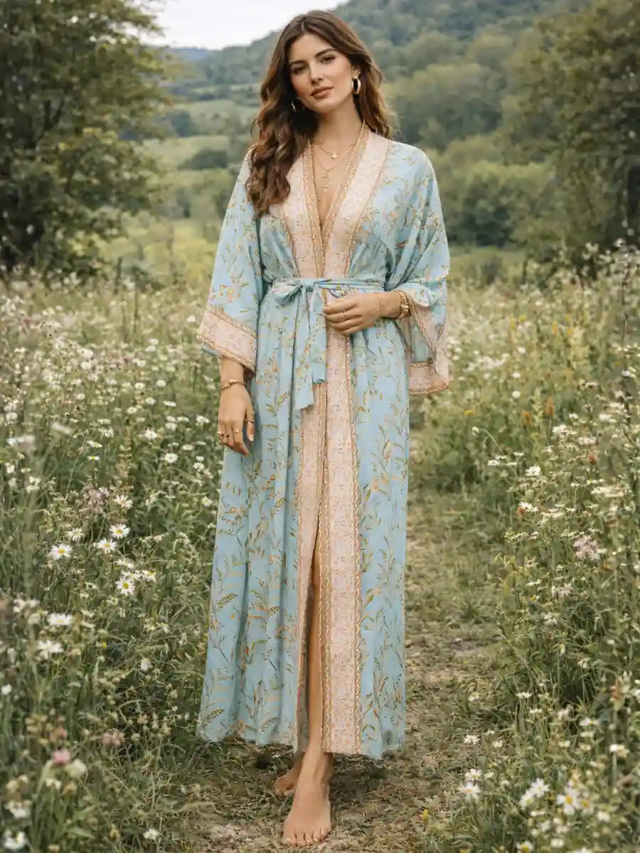 Woman Boho Beach Kimono