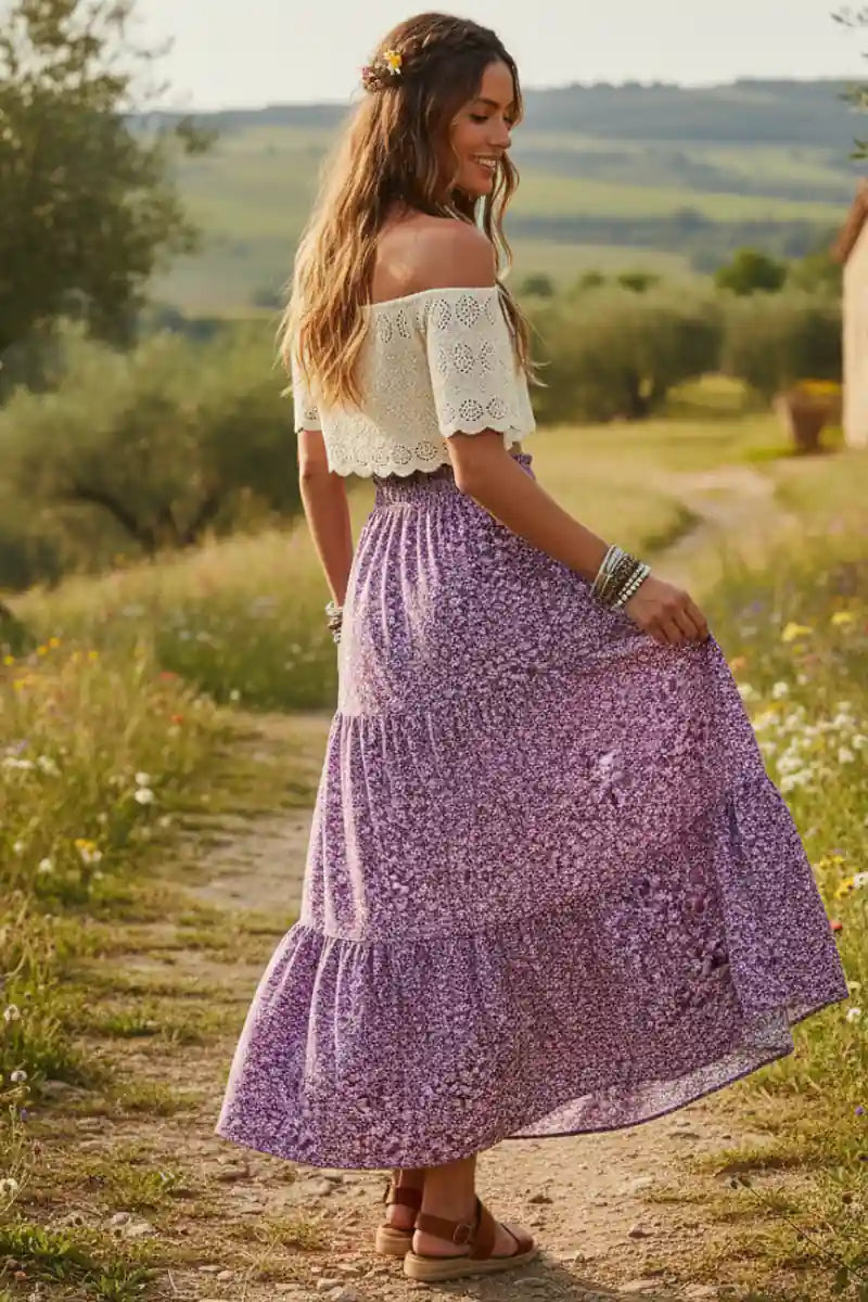 Women's Boho Floral Print Maxi Skirt