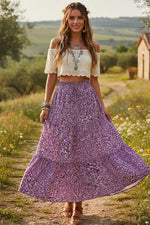 Women's Boho Floral Print Maxi Skirt