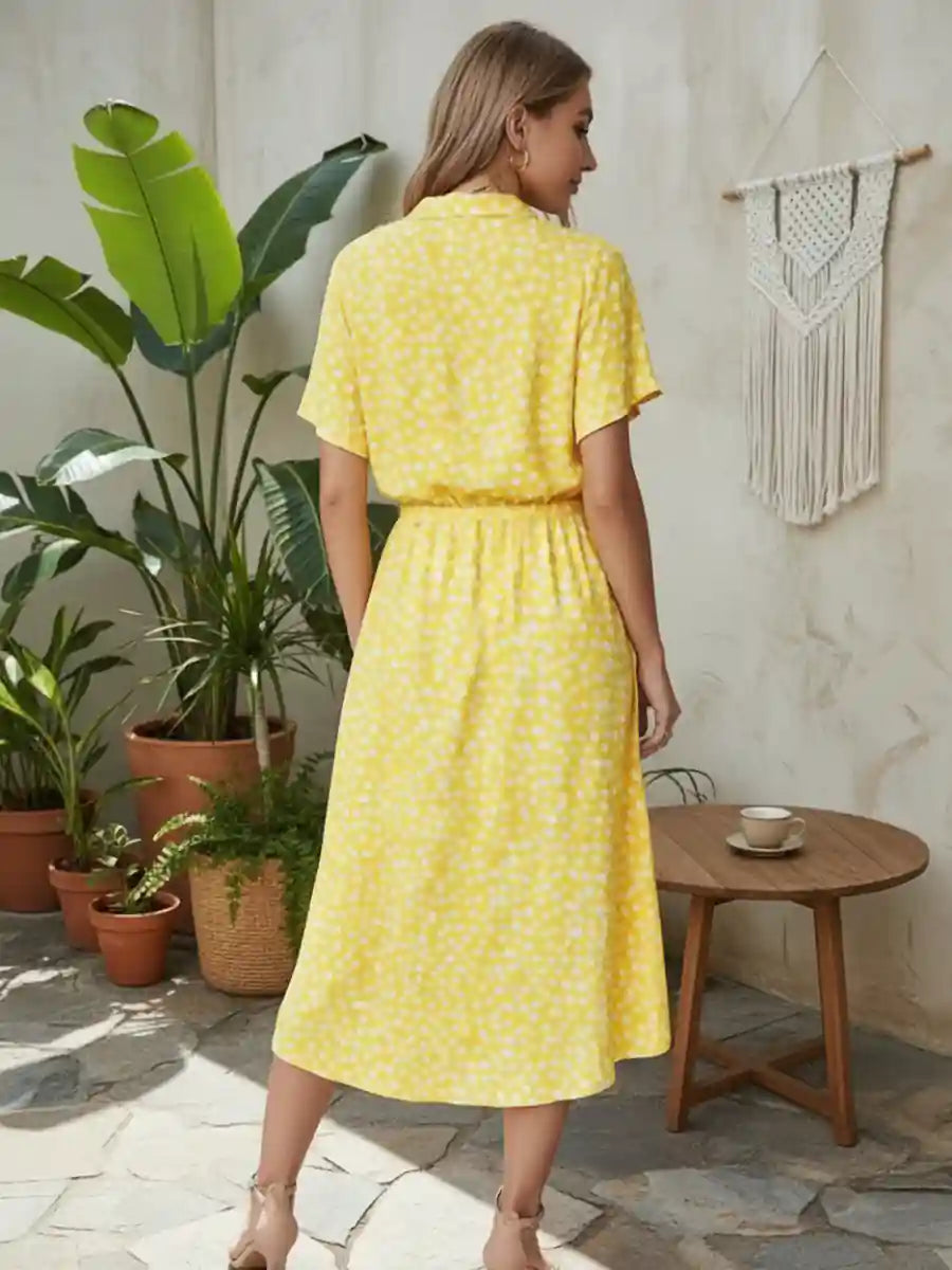 Yellow Midi Dress Boho