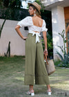 Boho Flare Pants khaki green