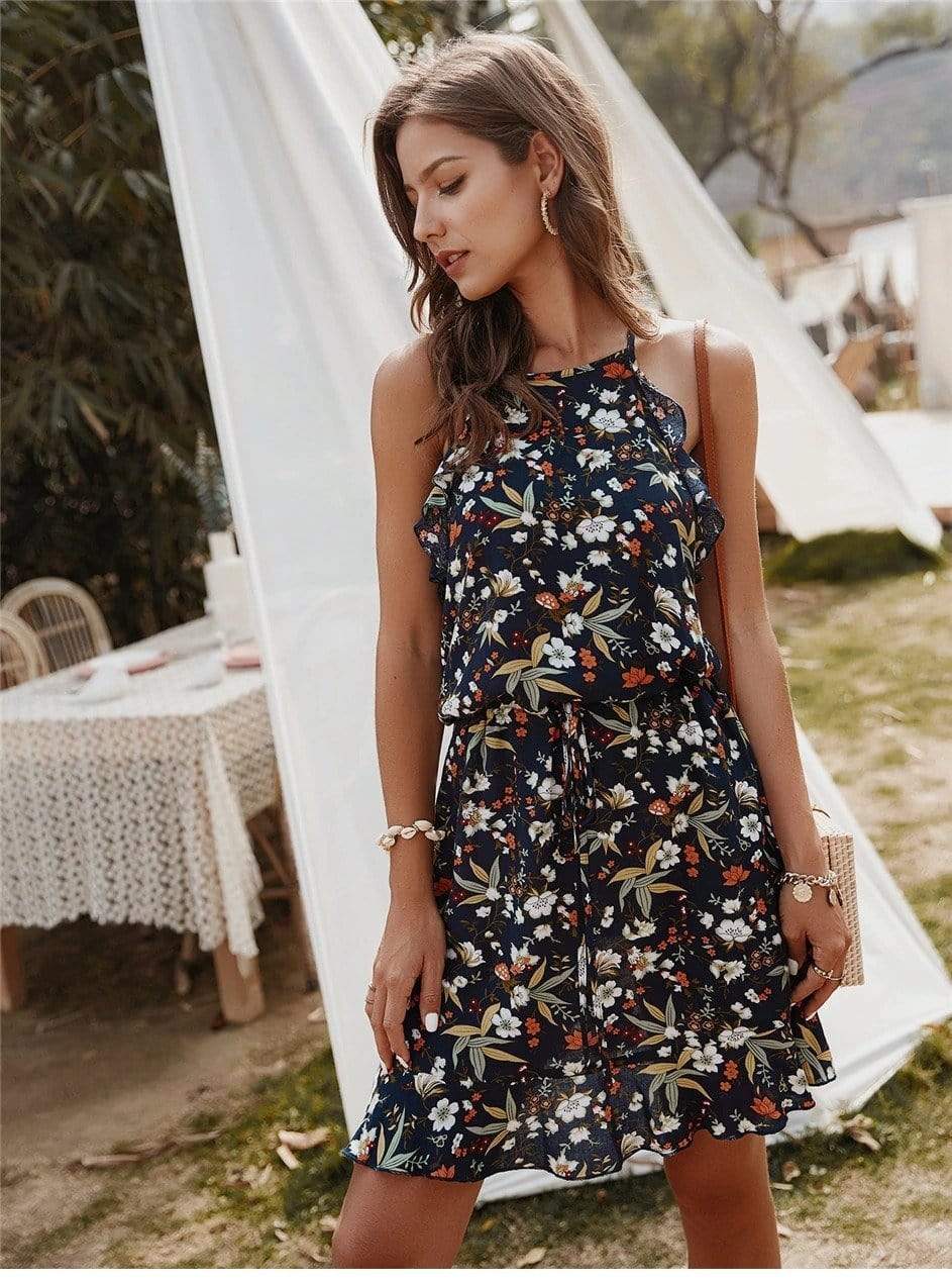Black Bohemian style Floral dress