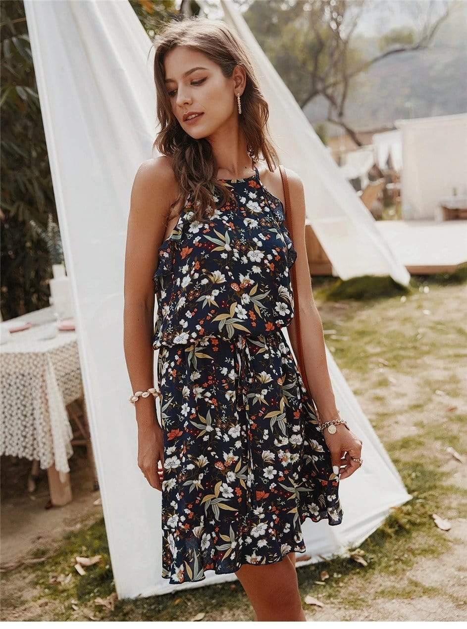 Black Bohemian style Floral dress