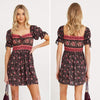 Black Boho Flower Dress