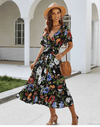 Black Floral Bohemian Long Dress